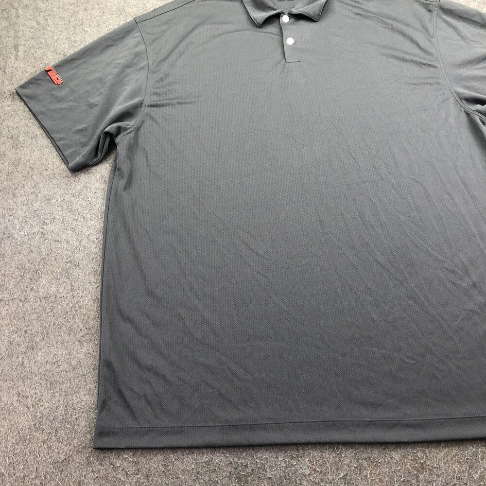Nike Polo Shirt Mens 2XL Gray Golf Performance Dri-FIT 104.5 The Zone Logo